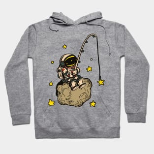 Astronaut on asteroid fishing in Space amoung the Stars Hoodie